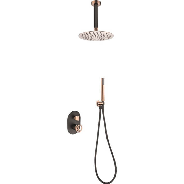 Conjunto de ducha Vesubio Negro Oro Rosa Imex