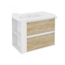 Mueble con lavabo resina 80cm Blanco-Roble nature/Blanco 2 cajones B-Smart BATH+