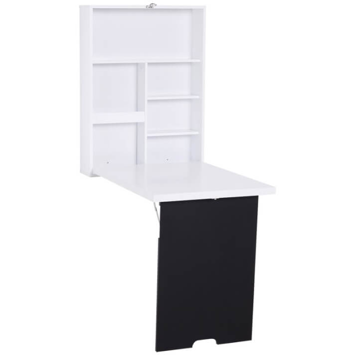 Mesa plegable con pizarra y estantería HomCom