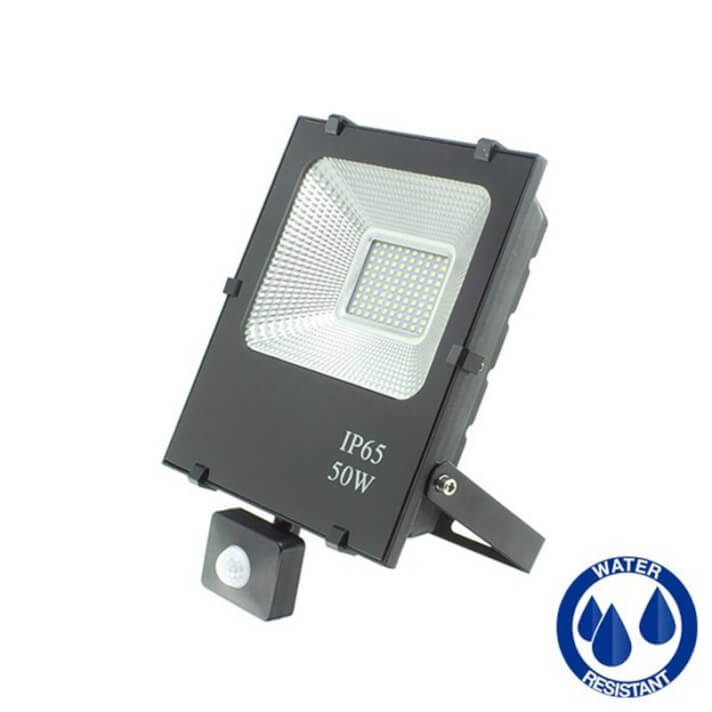 Proyector LED cuadrado 50W con sensor Negro