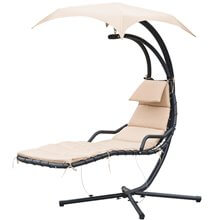 Tumbona colgante con toldo crema Outsunny