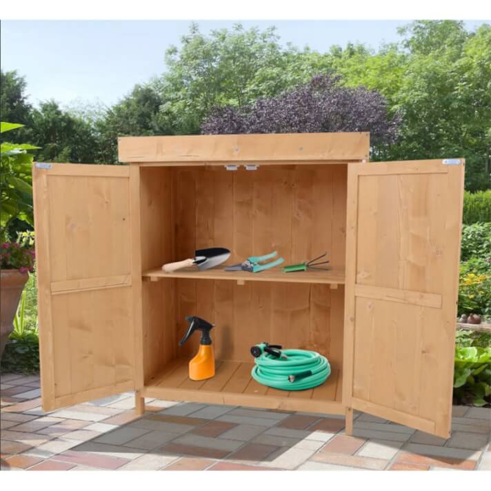 Caseta exterior de madera con puertas Outsunny