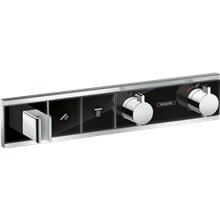 Grifo termostático con soporte cromo y negro RainSelect Hansgrohe