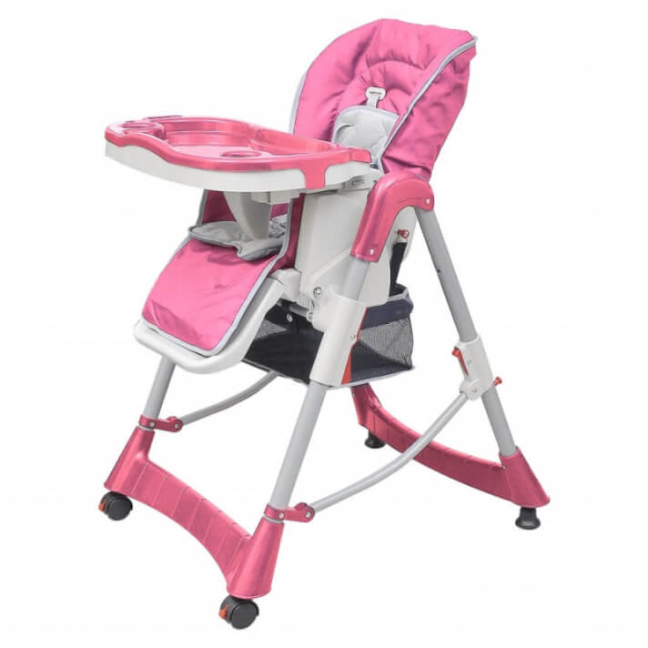 Trona de bebé Deluxe de altura ajustable rosa Vida XL