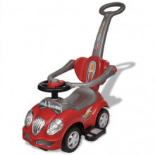 Coche correpasillos con mango de empuje rojo Vida XL