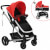 Cochecito/Silla de bebé 2-en-1 aluminio rojo y negro Vida XL