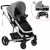 Cochecito/Silla de bebé 2 en 1 aluminio gris y negro Vida XL