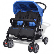Carrito para gemelos de acero azul y negro Vida XL