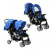 Carrito para dos bebés tandem azul y negro de acero Vida XL
