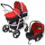 Cochecito de bebé 3 en 1 rojo y negro aluminio Vida XL