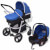 Cochecito de bebé 3 en 1 azul y negro aluminio Vida XL
