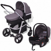 Cochecito de bebé 3 en 1 gris y negro aluminio Vida XL