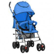 Cochecito sillita paseo de bebé 2 en 1 azul acero Vida XL