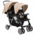 Carrito para dos bebés tandem gris taupe y negro de acero Vida XL