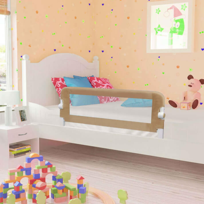 Barandilla de seguridad cama de ni&ntilde;o poli&eacute;ster taupe 102x42 cm Vida XL