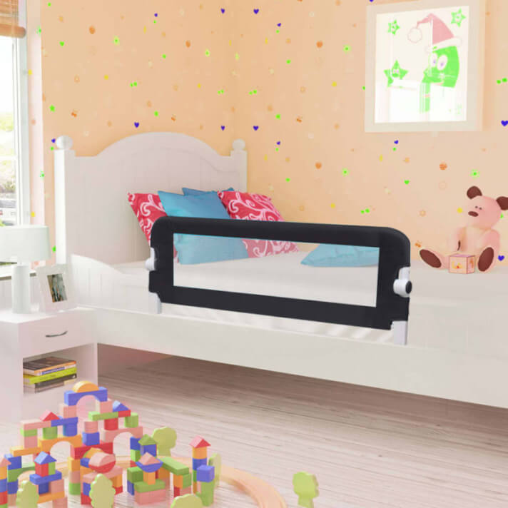 Barandilla de seguridad cama de ni&ntilde;o poli&eacute;ster gris 102x42 cm Vida XL