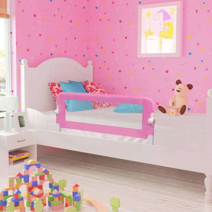 Barandilla de seguridad cama de niño poliéster rosa 120x42 cm Vida XL
