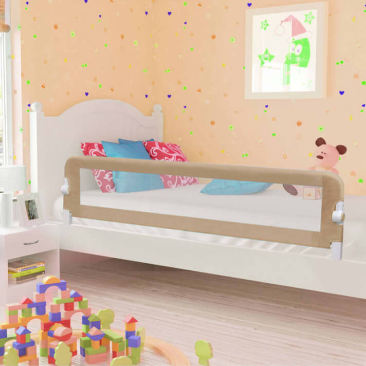 Barandilla de seguridad cama de ni&ntilde;o poli&eacute;ster taupe 180x42 cm Vida XL