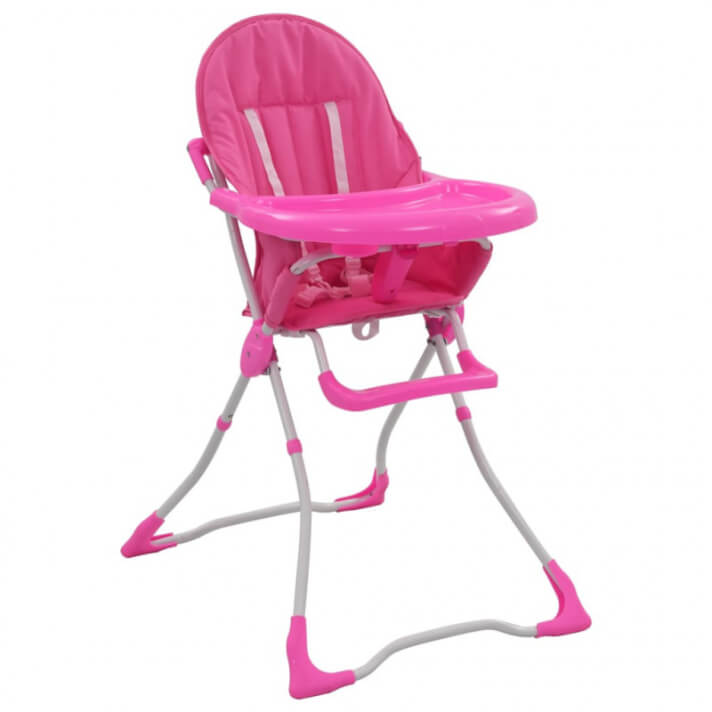 Trona de bebé rosa y blanco Vida XL