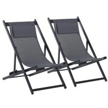 Conjunto de 2 tumbonas plegables gris Outsunny