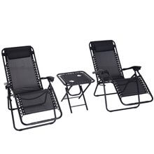 Conjunto de 2 tumbonas y 1 mesa en negro Outsunny