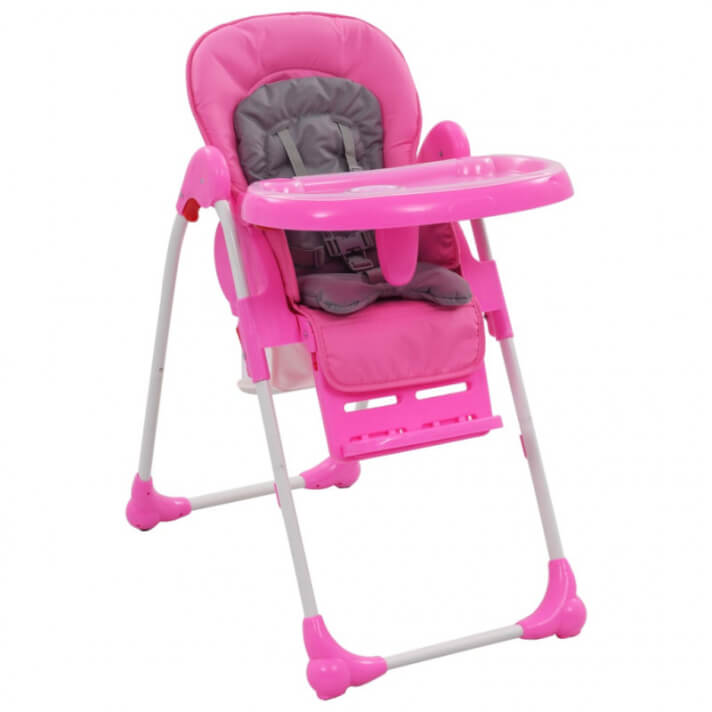 Trona de beb&eacute; rosa y gris Vida XL