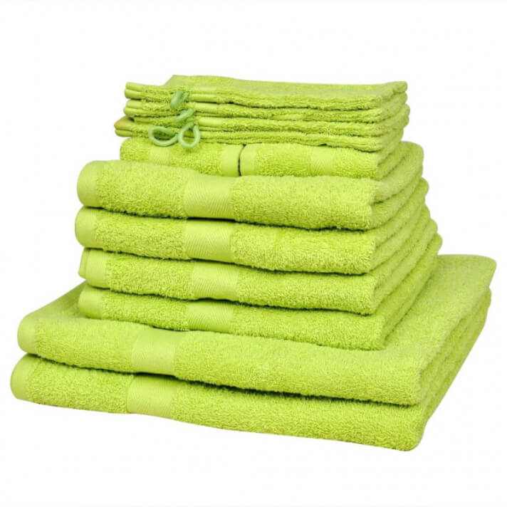 Juego de toallas 12 piezas algod&oacute;n 500 gsm verde manzana Vida XL