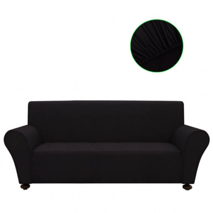 Funda elástica de tela jersey de poliéster negra para sofá Vida XL