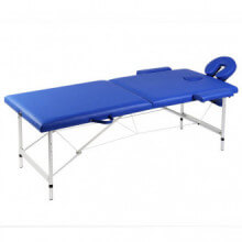 Mesa camilla de masaje de aluminio plegable de dos cuerpos azúles Vida XL
