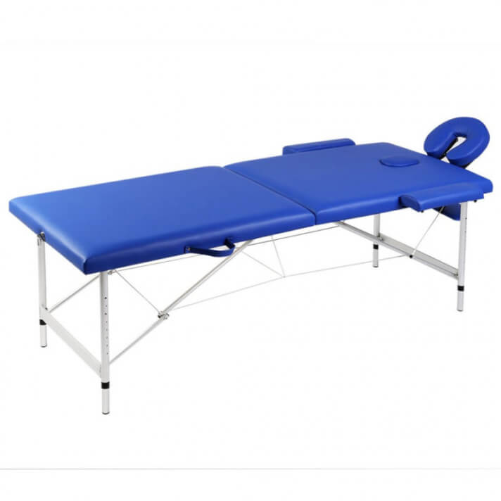 Mesa camilla de masaje de aluminio plegable de dos cuerpos az&uacute;les Vida XL