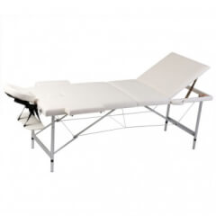 Mesa camilla de masaje plegable de 3 cuerpos, aluminio blanco Vida XL