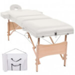Mesa plegable de masaje con 3 zonas 10 cm de grosor blanco Vida XL
