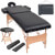 Set mesa plegable masaje y taburete 2 zonas 10 cm grosor negro Vida XL