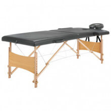 Camilla de masaje 2 zonas estructura madera antracita 186x68 Vida XL