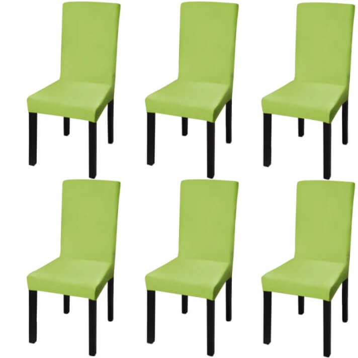Funda para silla el&aacute;stica recta 6 unidades verde Vida XL