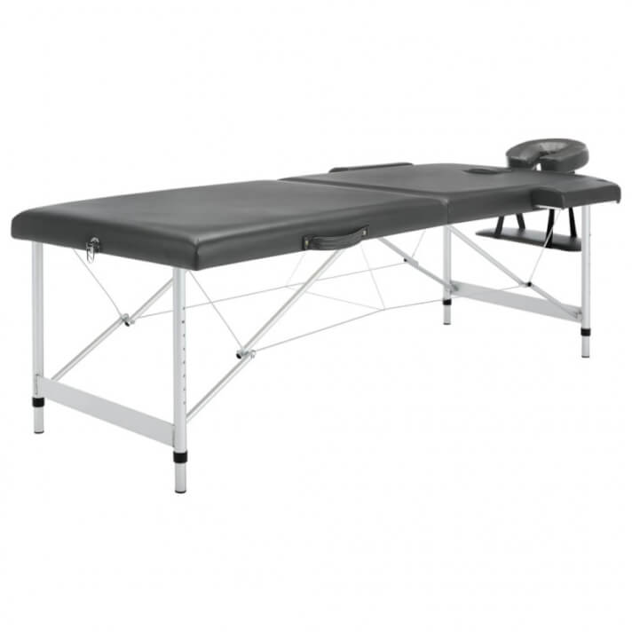 Camilla masaje 2 zonas estructura aluminio antracita 186x68 Vida XL