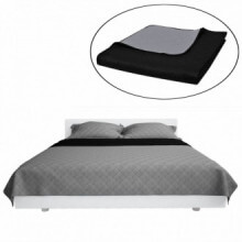 Colcha acolchada a doble cara, color negro/gris, 170210 Vida XL