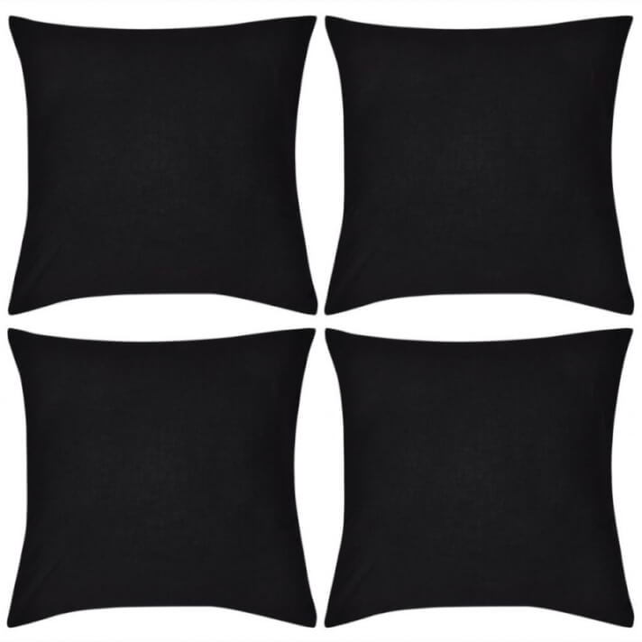 4 fundas negras para cojines de algod&oacute;n, 5050 Vida XL