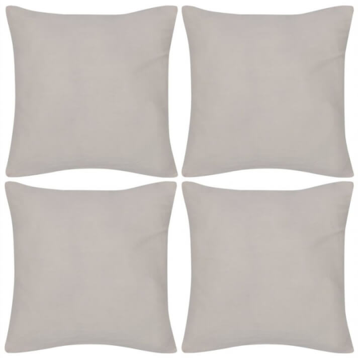 4 fundas beige para cojines de algod&oacute;n, 5050 Vida XL