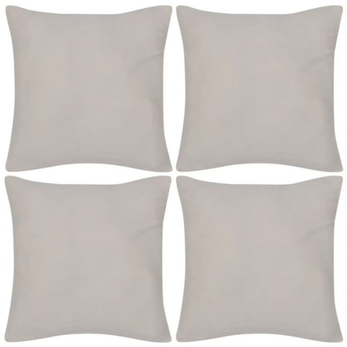 4 fundas beige para cojines de algod&oacute;n, 8080 Vida XL