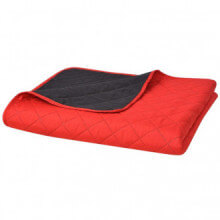Cubrecama acolchado doble cara 170x210 rojo y negro Vida XL