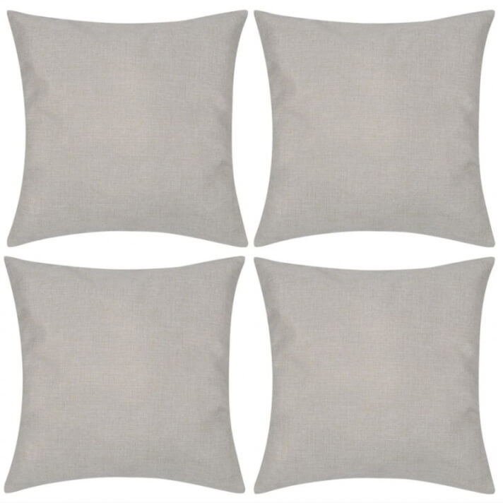 4 fundas beige para cojines de imitaci&oacute;n de lino, 4040 Vida XL
