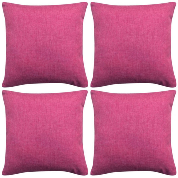 Fundas de cojines 4 uds apariencia de lino rosa 80x80 Vida XL