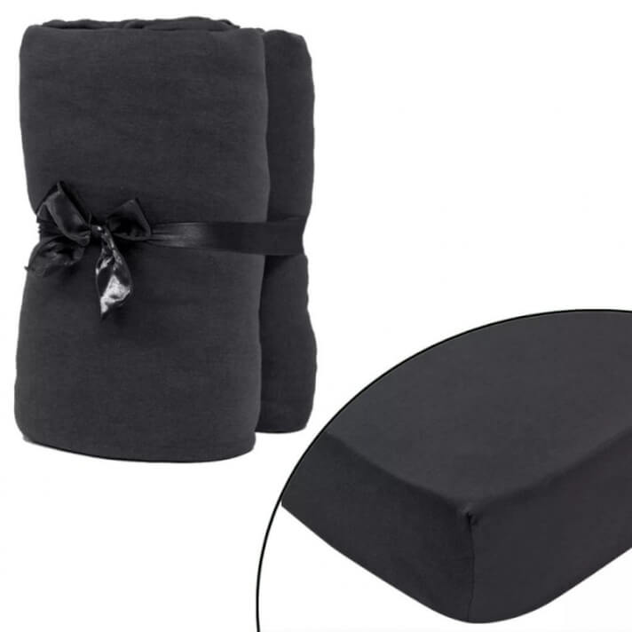2 Fundas de algod&oacute;n gris antracita para colch&oacute;n 90x190-100x200 Vida XL