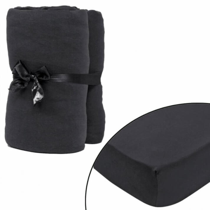 2 Fundas de algodón gris antracita para colchón 120x200-130x200 Vida XL
