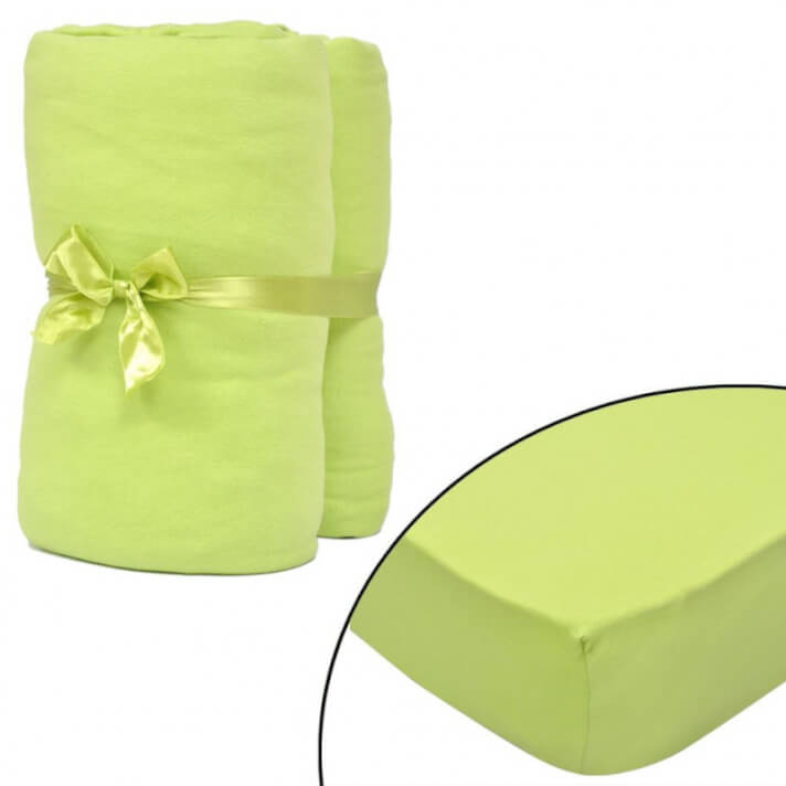 2 Fundas de algod&oacute;n verde manzana para colch&oacute;n 120x200-130x200 Vida XL