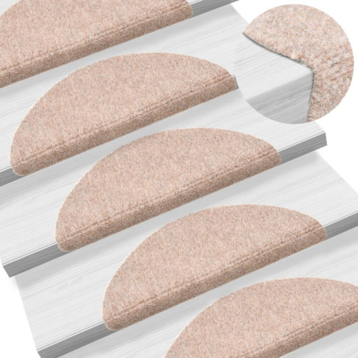 Alfombrillas de escaleras autoadherente 15 uds 54x16x4cm marrón Vida XL