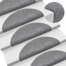 Alfombrillas escaleras autoadherente 15 uds 54x16x4cm gris claro Vida XL