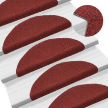 Alfombrillas de escaleras autoadherente 15 uds 54x16x4 roja Vida XL