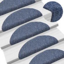 Alfombrillas de escaleras autoadherentes 15 uds 54x16x4cm azul Vida XL